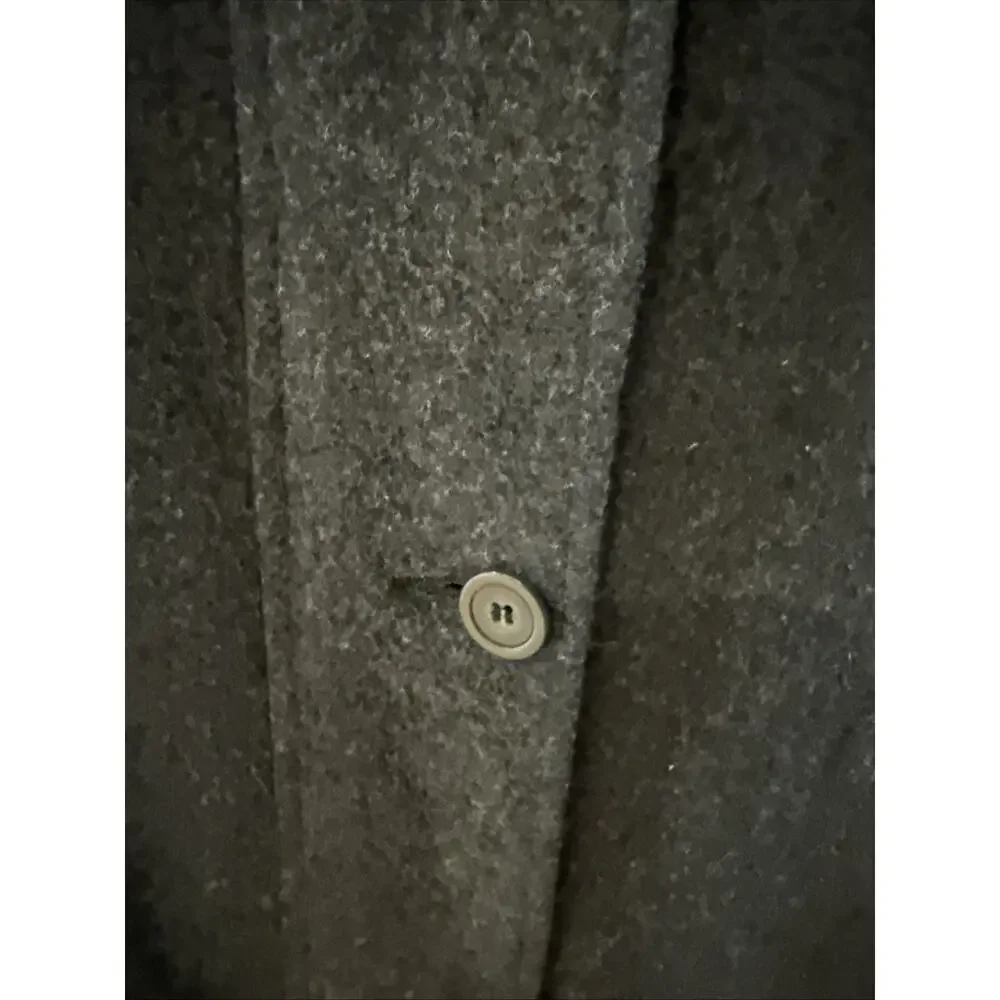 Vintage Herman Kay Coat Gray Wool Zip & Button Hooded Classic Heavy Size Large - Picture 2 of 10